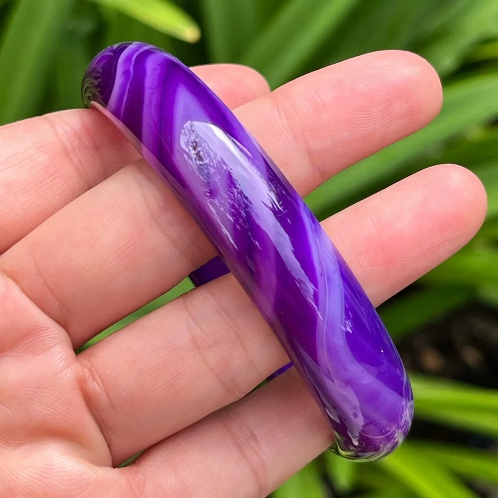 67mm Inner Diameter Druzy Purple Banded‎ Agate Bangle 0095